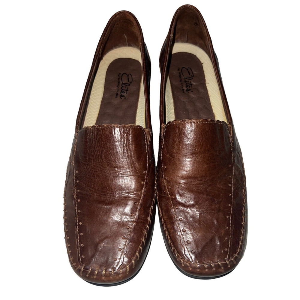 Walking Cradles Elite Tippy 8 Loafer Slip On Shrunken Leather Shoe Rustic Brown